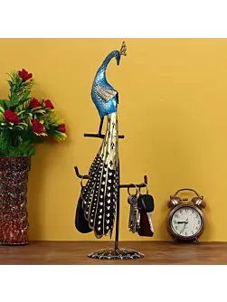 Colorful Peacock Handcrafted Iron Decorative Showpiece