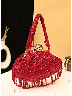 Designer Wedding Red Bridal Clutch Potli