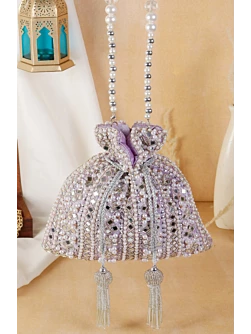 Purple Sequin Mirror embellish Evening Party Wear Potli