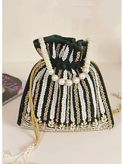 Black Sequined Party Wear Luxury Bridal Potli
