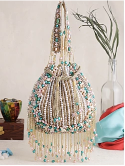 Multi Color Beads Stylish Luxury Evening Potli Bag