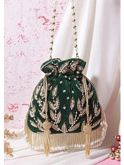Green Handwork Party Wear Potli Bag 