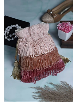 Pink Multi Color Ombre Evening Party Potli Bag
