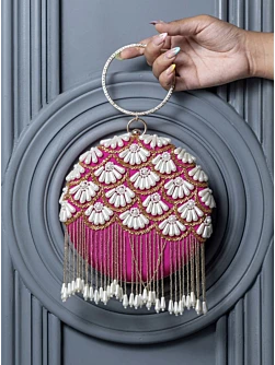 Pearl Embellish Luxury Clutch with Tassels