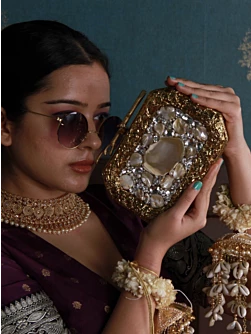 Stone Embellish Luxury Clutch