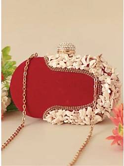 Luxury Red Seep Embellish Oval Clutch