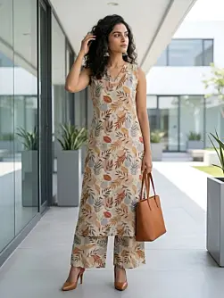 Multicolor Printed Straight Kurta With Palazzo for Women