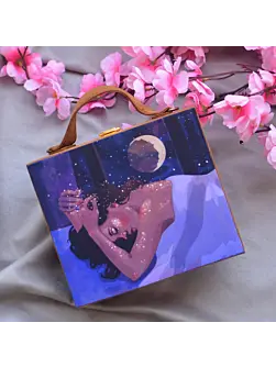 Women Sleeping Women Printed Suitcase Style Clutch