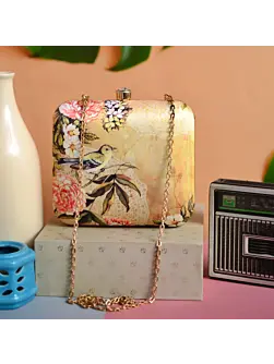 Women Vintage Birds Printed Clutch