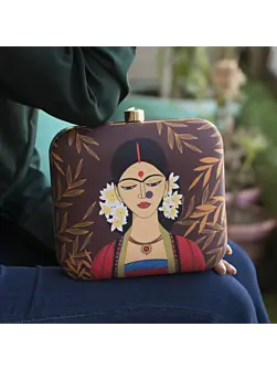 Portrait of Indian Women Printed Clutch