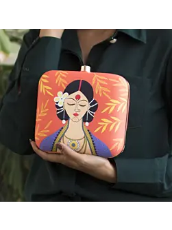 Women Pretty Indian Lady Printed Clutch Bag