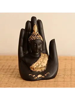 Black and Golden Handcrafted Palm Buddha Statue