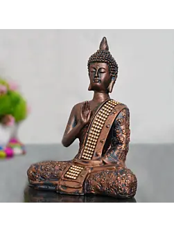 Polyresin Brown Handcrafted Meditating Blessing Buddha Statue