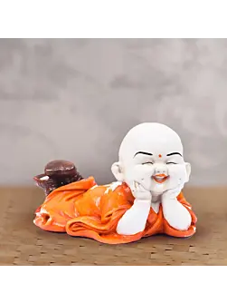 Polyresin Resting Laughing Cute Baby Buddha Statue