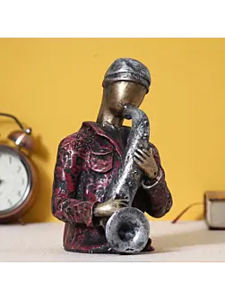 Musician Man Playing Trumpet Musical Instrument Human Figurine Decorative Showpiece