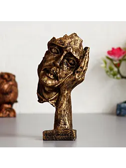 Brown Antique Finish Polyresin Man Face resting on hand Handcrafted Decorative Showpiece