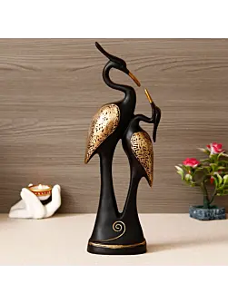 Black Loving Swan Couple Handcrafted Polyresin Decorative Showpiece