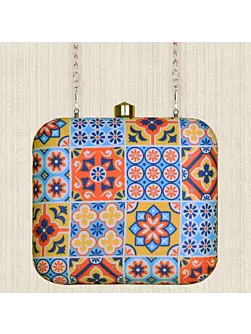 Women Multicolor Traditional Printed Clutch