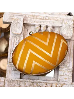 Women Golden Zig-Zag Mustard Base Clutch