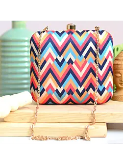 Zig Zag Chevron Printed Clutch Bag
