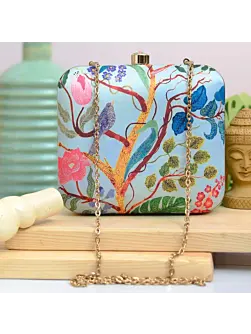 Women Bird & Leaf Printed Clutch
