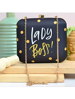 Women Lady Boss Black Clutch Bag