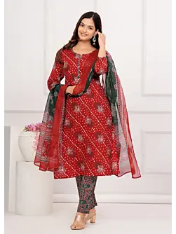Indian cotton kurta set USA, salwar kameez online USA, Bandhini Printed Suit