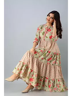 Women Washed Viscose Rayon Asymmetric Kurta  (Light Green)