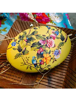 Women Yellow Birds Floral Clutch