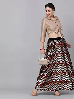 Multicolored Embellished Lehenga With Blouse