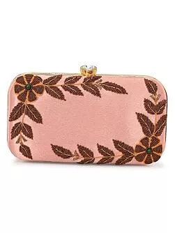 Women Embellished Pink Box Clutch Bag Purse for Bridal 