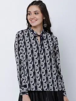 Women Black Printed Top