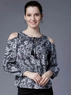 Women Black Printed Top
