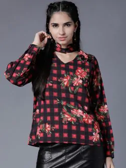 Women Black Printed Top