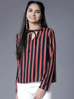 Women Black Striped Top