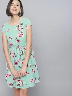 Green Flower Mini Dress