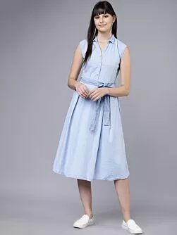 Blue Mini Dress with waist belt