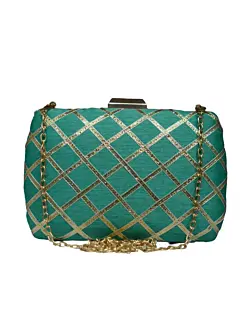 Woman Blue Ethnic Party Clutch