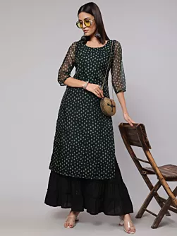 Women Dark Green Digital Print Kurta