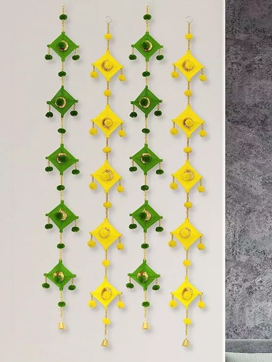 Decorative Woolen Kites Door and Wall Hanging Decor/Wall Hanging Decorative Hanging/Door Hanging/Home Decor/Home Furnishing/Diwali Gift - Pack of 10, 38 Inches Each