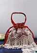 Maroon Silver Tubelight Pearl Bridal Potli Bag