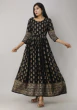 Women Printed Viscose Rayon Flared Kurta  (Black)