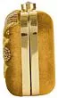 Women Embroidered Golden Box Clutch Bag Purse for Bridal