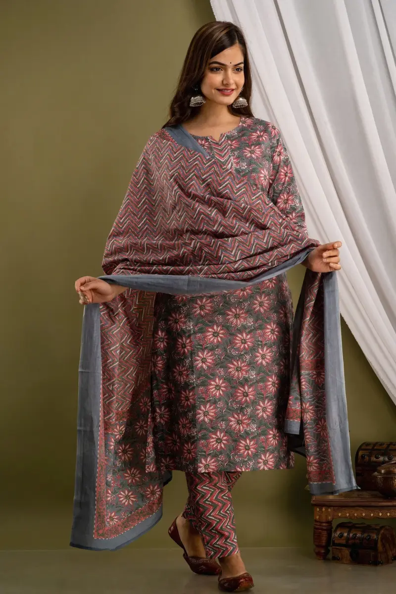 Indian cotton kurta set USA, salwar kameez online USA, Ethnic Wear Readymade Dress