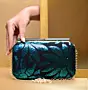 Women Black and Blue Sequins Fabric Party Clutch
