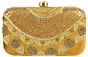 Women Embroidered Golden Box Clutch Bag Purse for Bridal