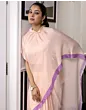 Women Handsfree Cream Satin Printed Saree
