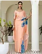 Handsfree Light Peach Satin Printed Saree