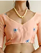 Handsfree Light Peach Satin Printed Saree