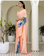Handsfree Light Peach Satin Printed Saree